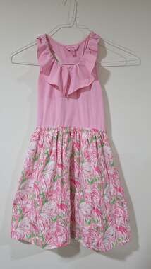 Lilly Pulitzer Girls XL (12-14) Pink Colony Flamingo Ruffle Tank Dress